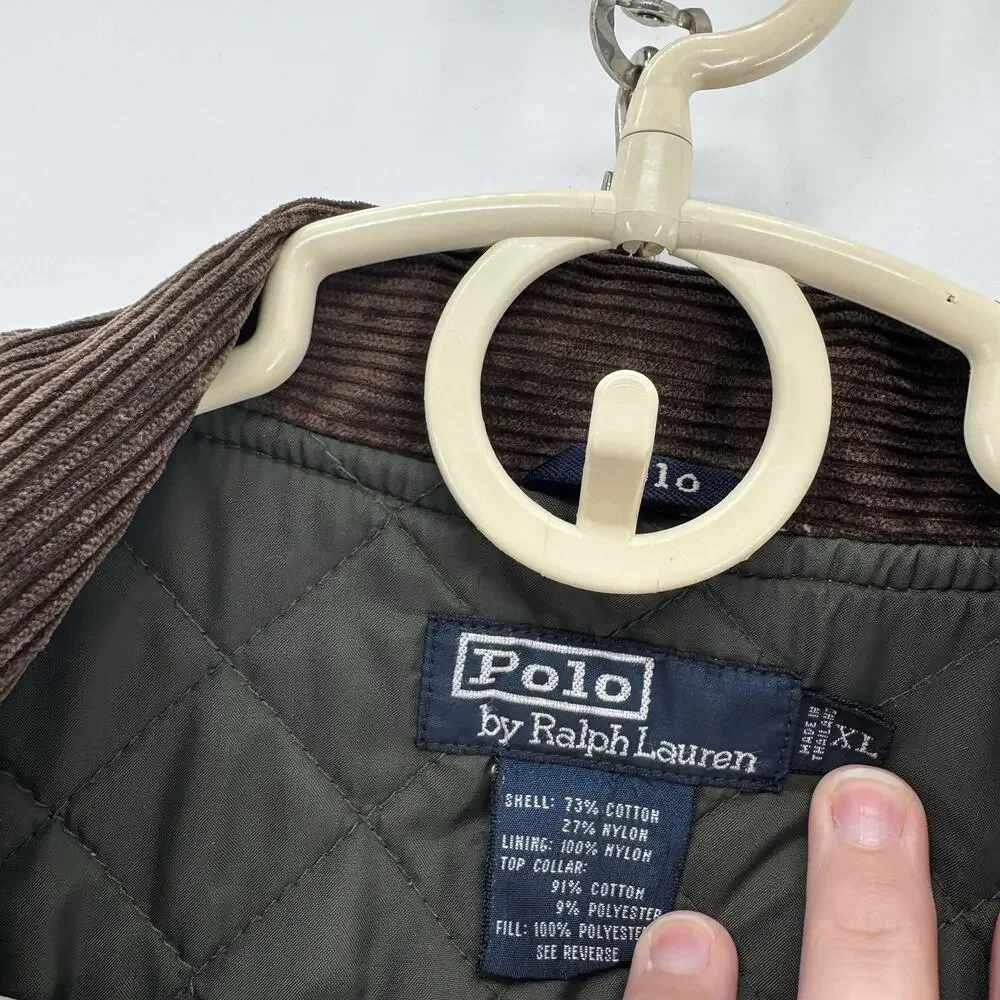 VTG Polo Ralph Lauren Jacket Mens XL Brown Corduroy Collar Barn Chore Coat 90s - Picture 12 of 14